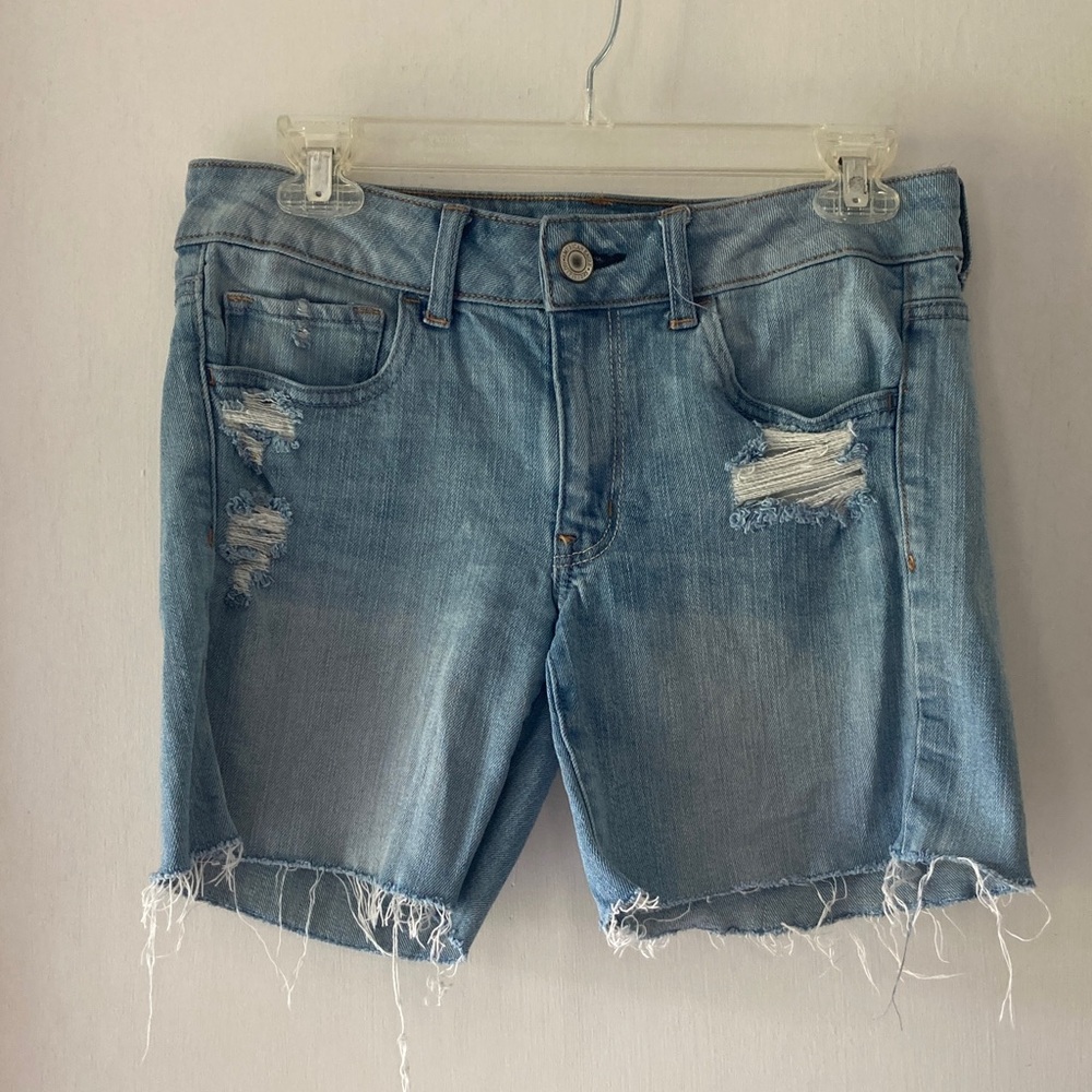American Eagle Outfitters Ripped Light Blue Jean Shorts